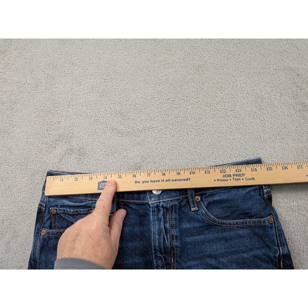 American Eagle Relaxed Denim Shorts Dark Wash Frayed Hem Strigid Womens Size 4 - Picture 7 of 12